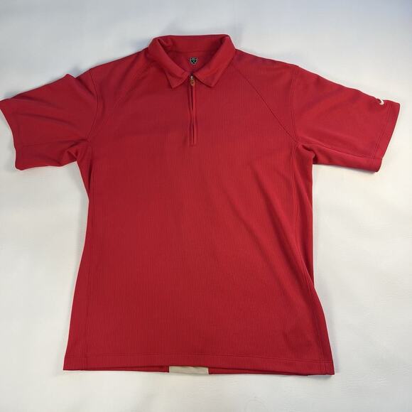 Nike Golf Polo Shirt Men's Vented Detailed Back 1/4 Zip Red Short Sleeve Size L - Picture 5 of 11